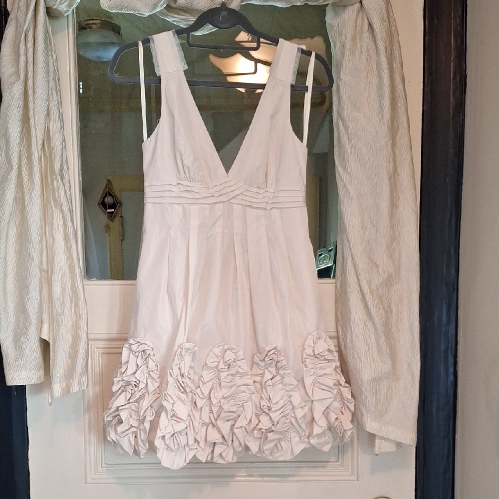 BCBGMaxAzria Cream Ruffle Mini Dress